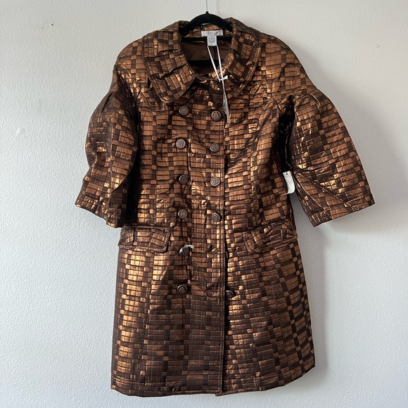 NWT Vertigo Paris Amelia Metallic Coat in Bronze - Picture 3 of 11